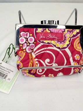 Vera Bradley Raspberry Fizz Floral Quilted Kisslock Coin Purse NWT